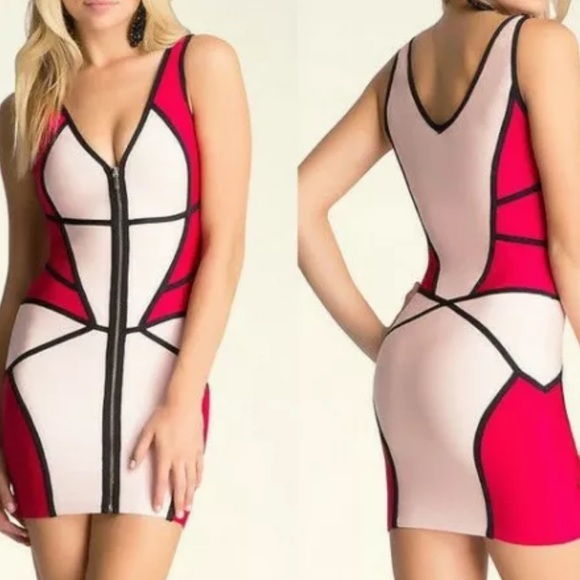 Bebe pink color block dress - Picture 2 of 9